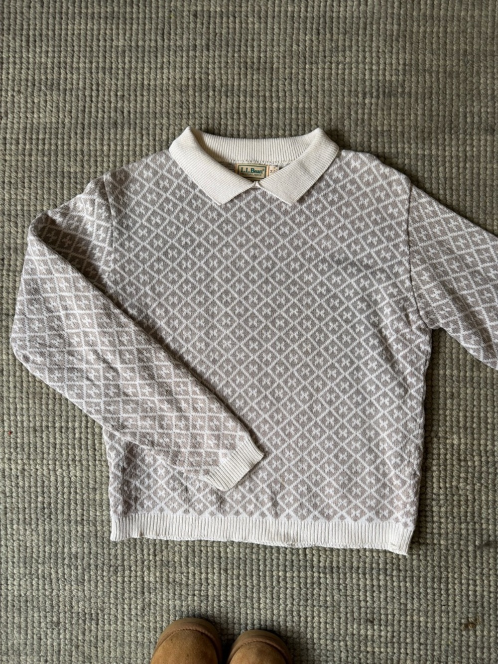 Vintage L.L. Bean Women's Patterned Knit Sweater with Collar